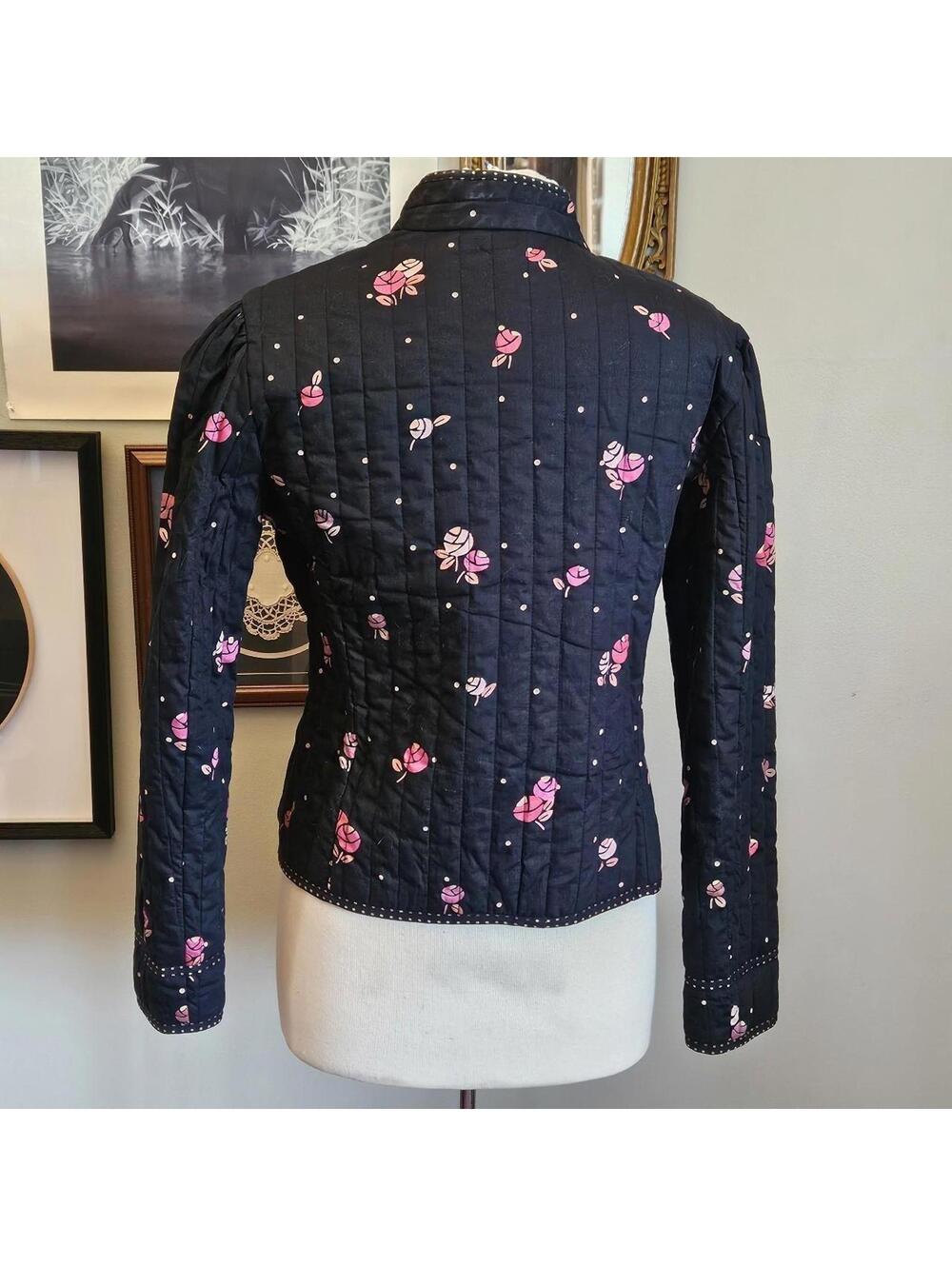 Vintage 100% Cotton Quilted Navy Jacket - Picture 3 of 7